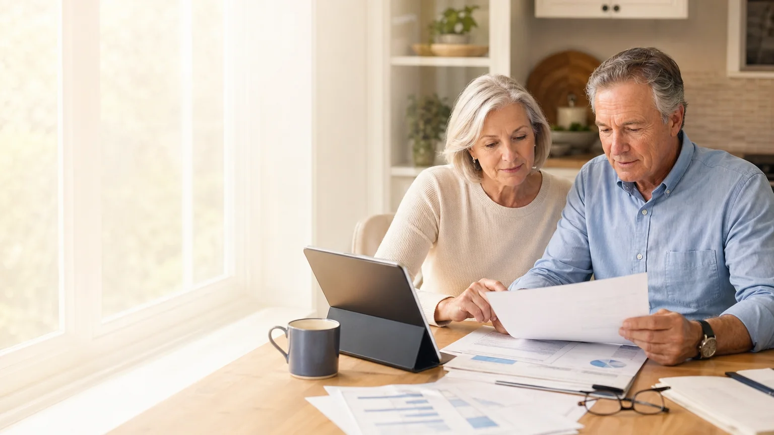 A family reviewing Medicare planning information together at home